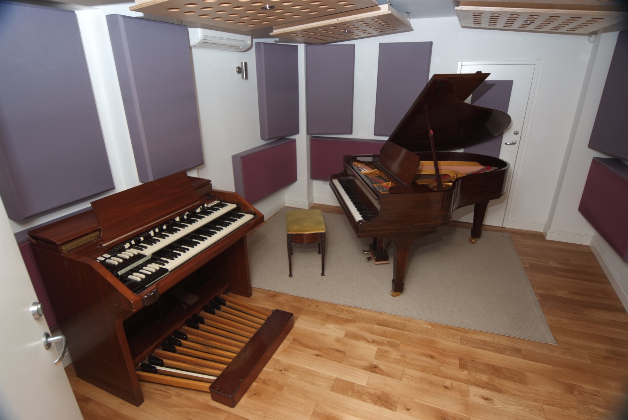 Greystoke Studio live room with Steinway grand piano and Hammond organ