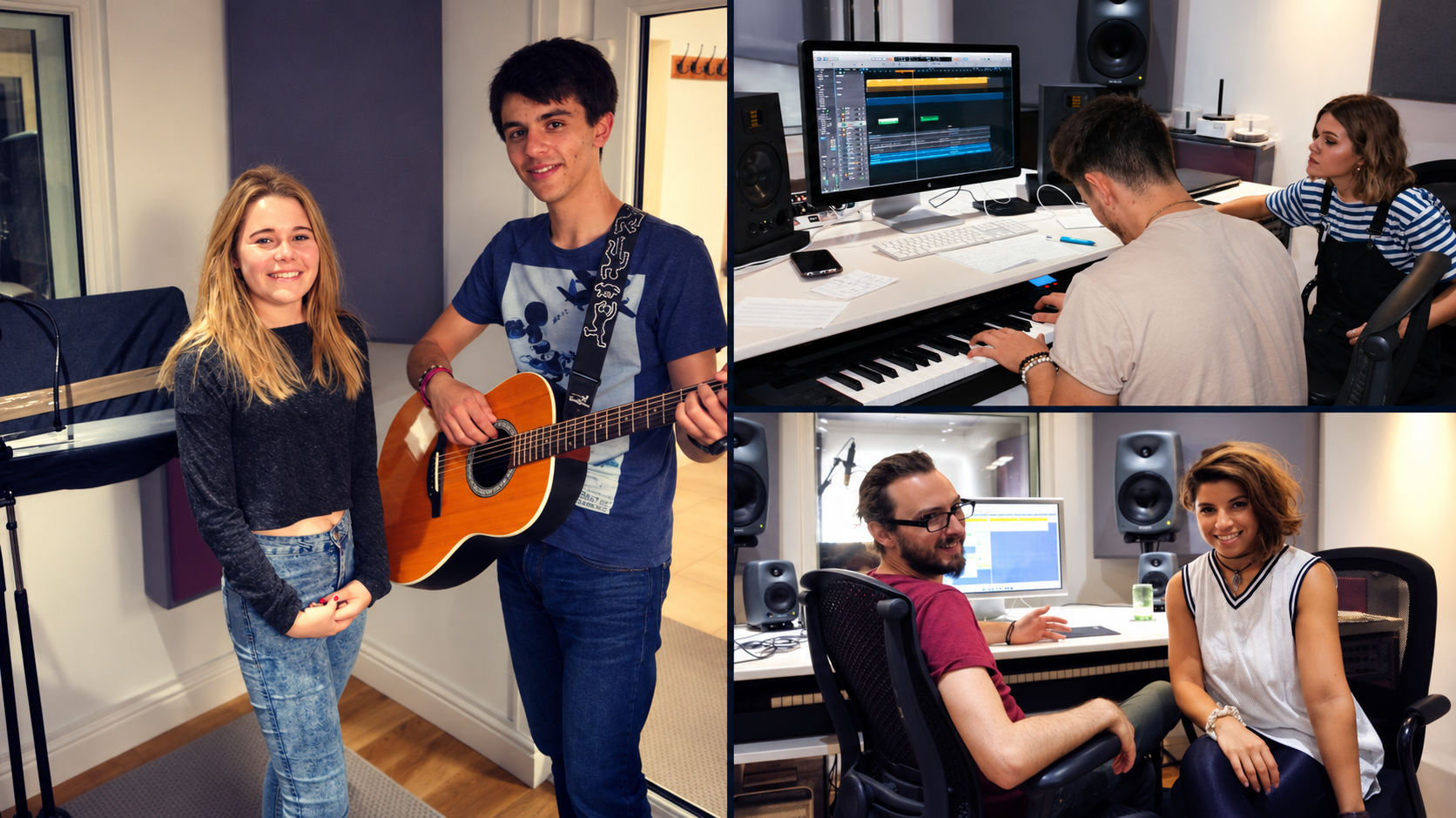 Artists recording and working with engineers at Greystoke Studio