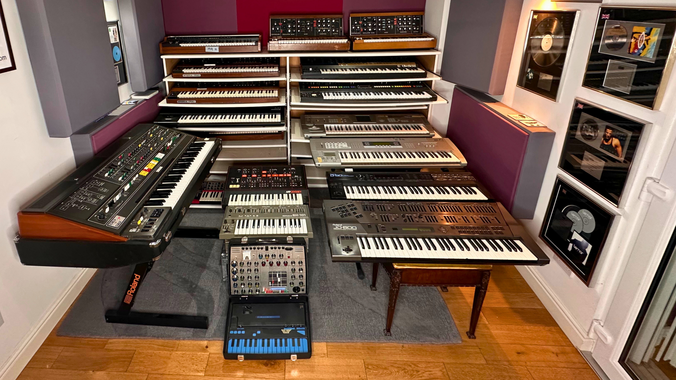 Greystoke Studio vintage keyboard collection including Yamaha CS-80, Minimoog and Roland keyboards